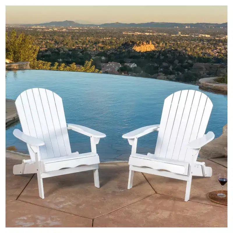 Hanlee Set of 2 Folding Wood Adirondack Chair - Christopher Knight Home
