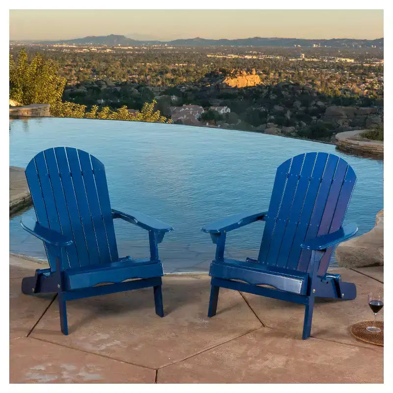 Hanlee Set of 2 Folding Wood Adirondack Chair - Christopher Knight Home