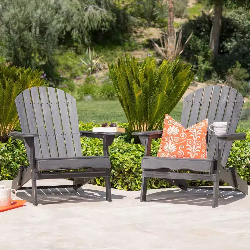 Hanlee Set of 2 Folding Wood Adirondack Chair - Christopher Knight Home