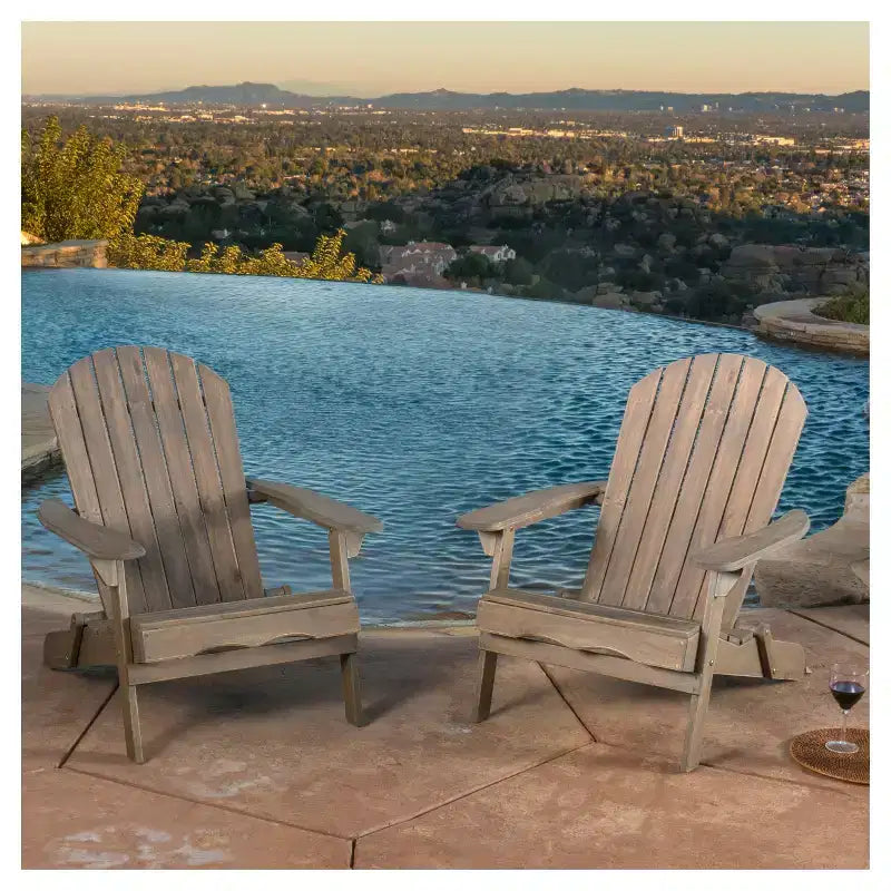 Hanlee Set of 2 Folding Wood Adirondack Chair - Christopher Knight Home