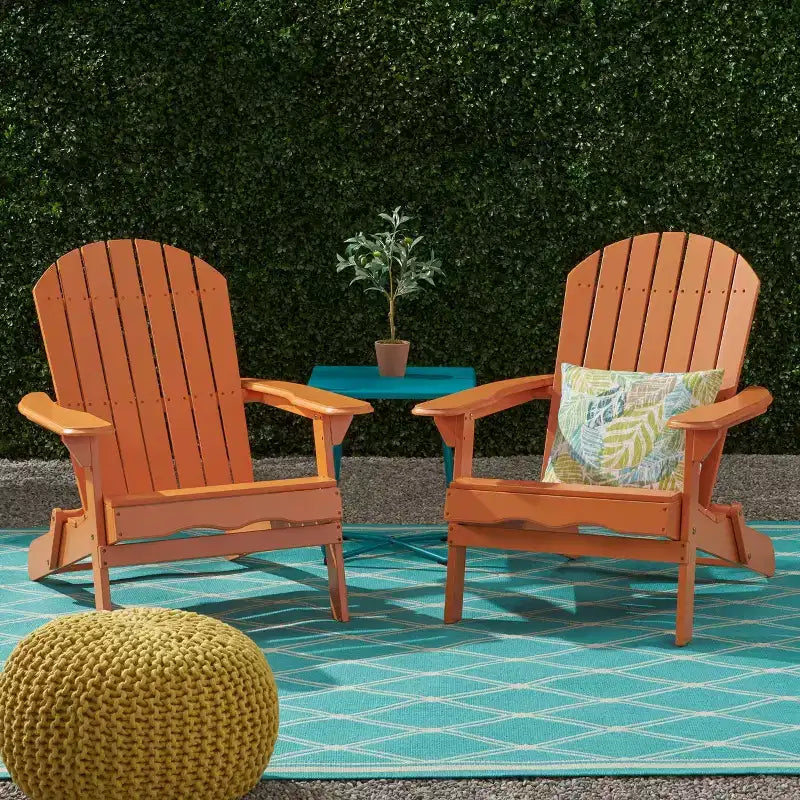 Hanlee Set of 2 Folding Wood Adirondack Chair - Christopher Knight Home