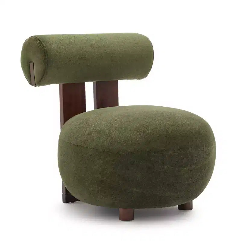 Christopher Knight Home Chariya Modern Rubberwood Velvet Upholstered Sculptural Accent Chair with Cylindrical Backrest