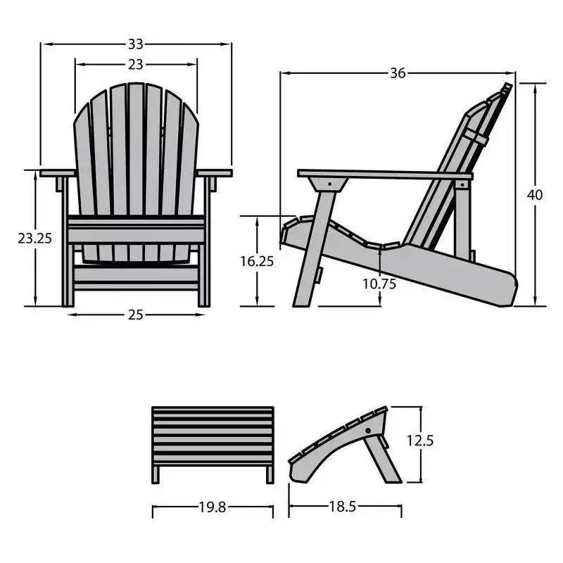 Hamilton Folding & Reclining Adirondack Chair with Folding Adirondack Ottoman - Highwood