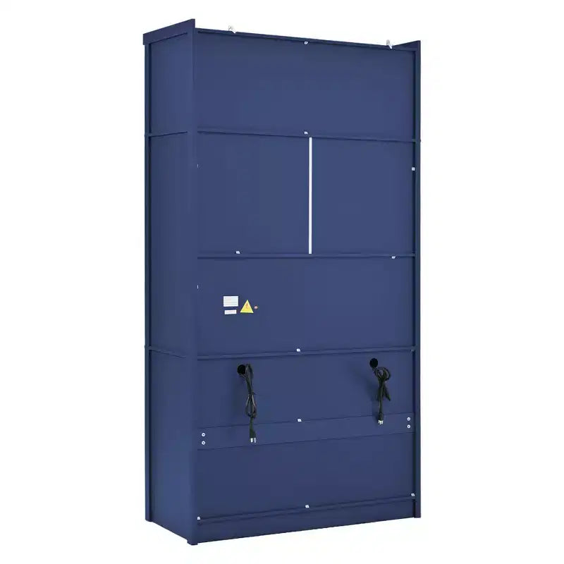 Grand meuble de garde-manger de cuisine avec prises électriques, grand placard autoportant avec support pour micro-ondes, tiroirs, étagères, casiers à vin et étagère de porte