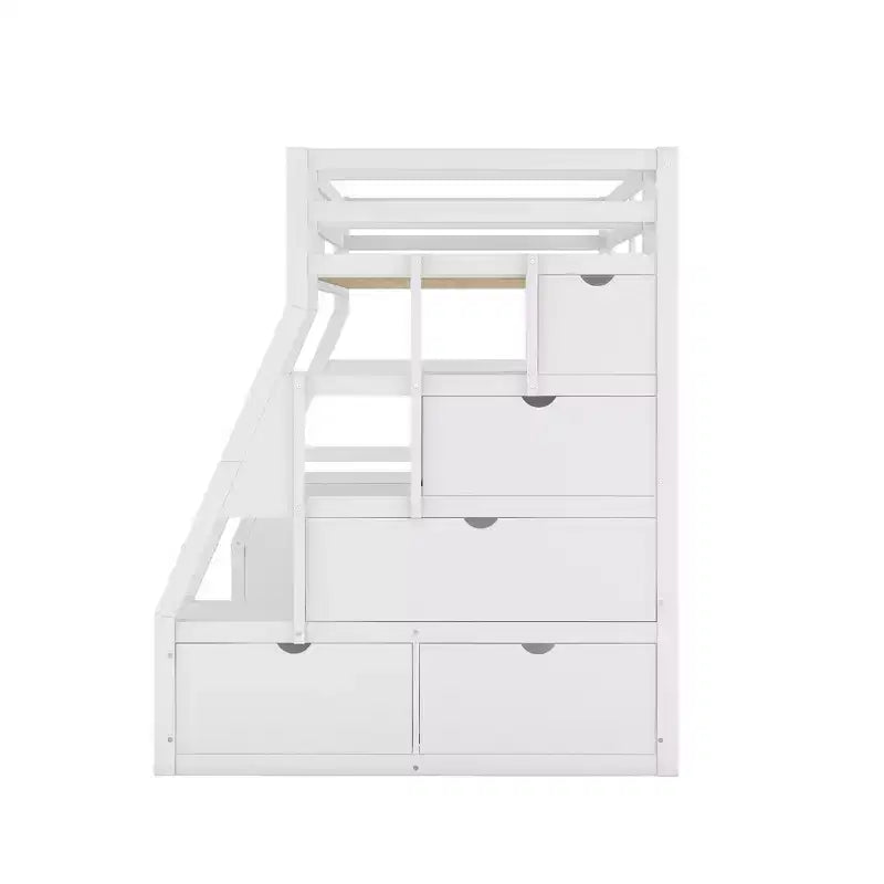 Twin Size Loft Bed with 7 Drawers, 2 Shelves, Cabinet and Desk for Kids and Teens