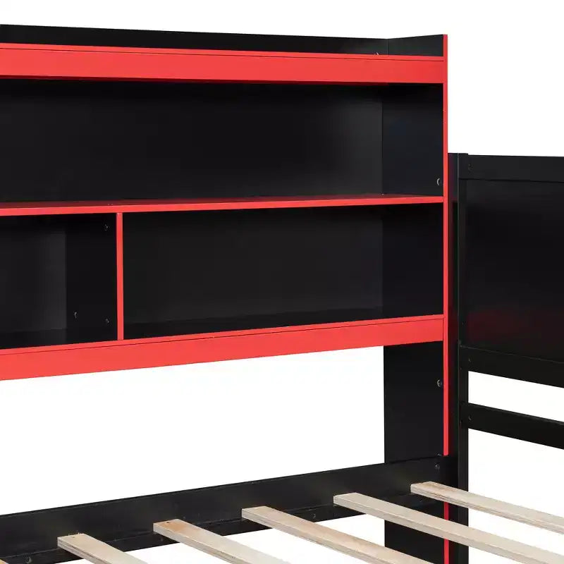 Gamer Hub Daybed with Desk, RGB Lights, Charging Station, Storage Drawers & Bookcase Headboard
