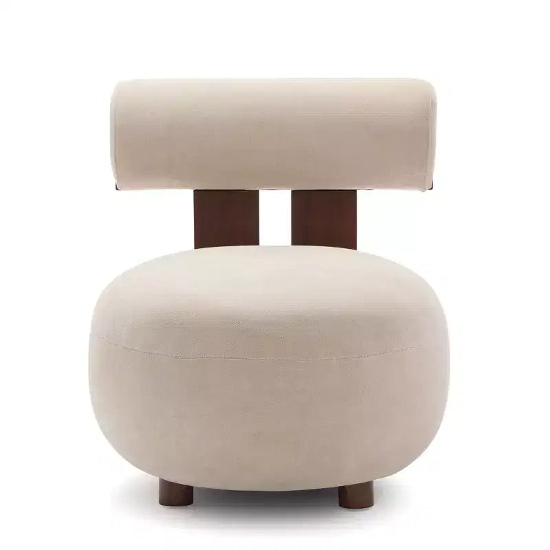 Christopher Knight Home Chariya Modern Rubberwood Velvet Upholstered Sculptural Accent Chair with Cylindrical Backrest