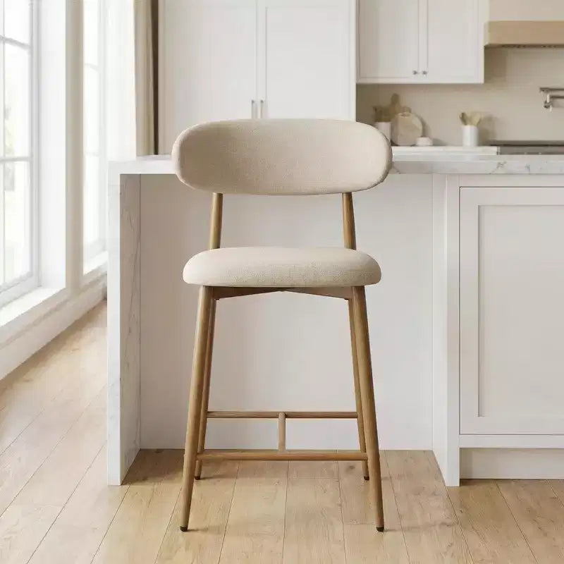 Counter Height Bar Stool with Upholstered Seat & Metal Legs, 26.3 Modern Kitchen Island Chair