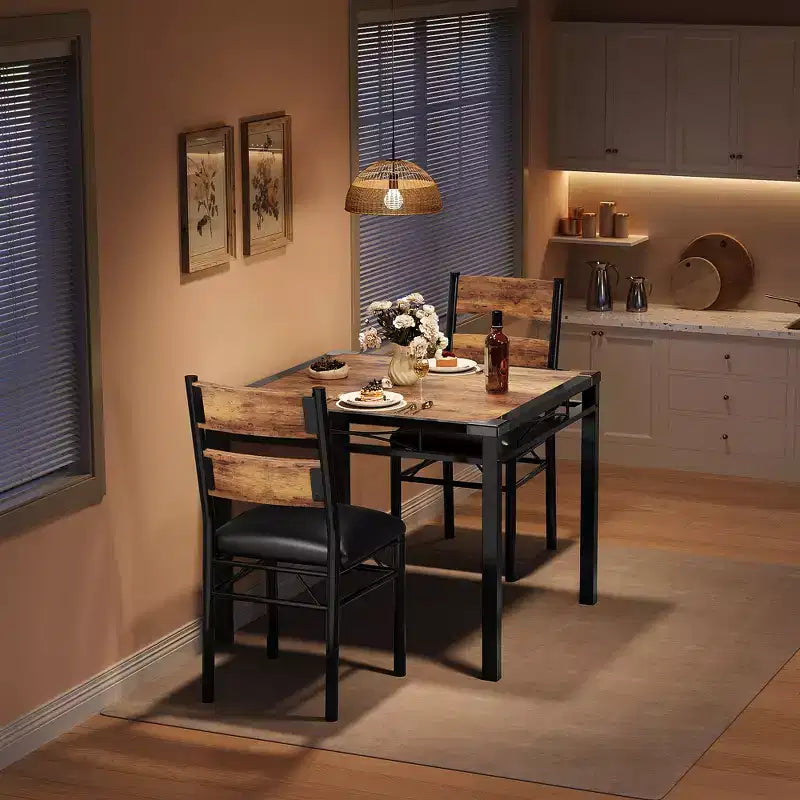 Ensemble table à manger pour 4 personnes, avec 4 chaises rembourrées, ensemble de 5 pièces de table de cuisine en bois avec protecteur de coin pour cuisine, appartement, petit espace.