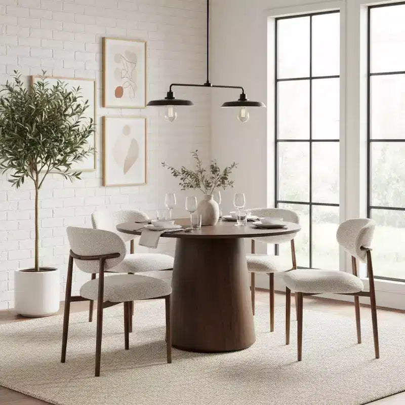 Set of 4 Modern Upholstered Dining Chairs with Curved Backrest, Iron Frame Armless Side Chairs for Dining Room, Kitchen-Panipeachy