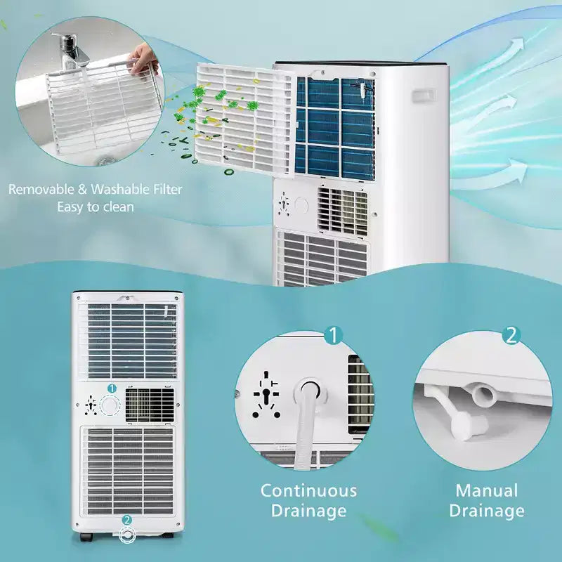 Climatiseur portable 3-en-1 Costway 8000 BTU avec ventilateur, déshumidificateur et mode veille
