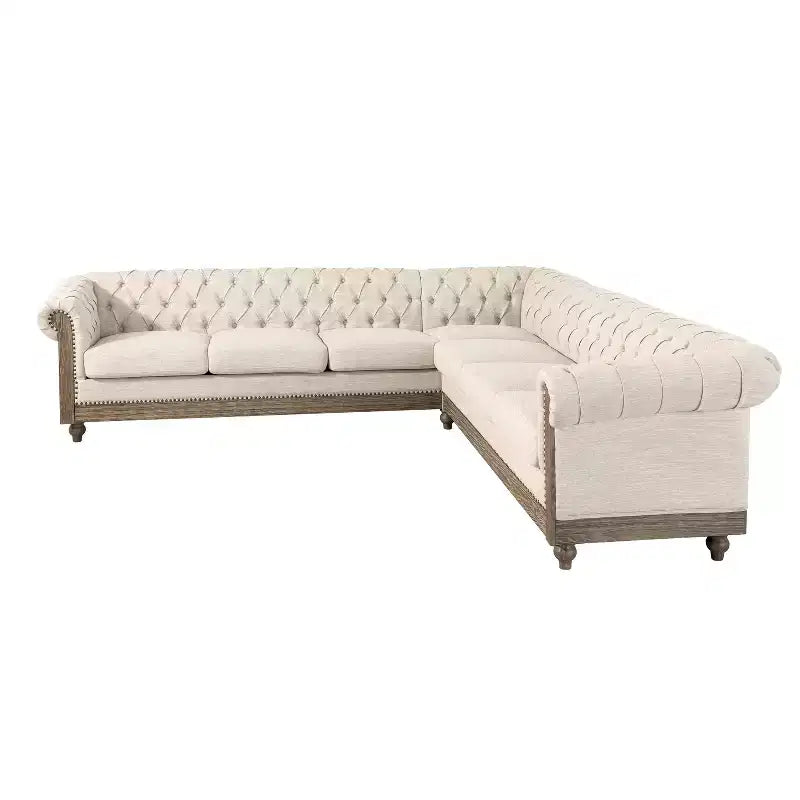Mirod Large Retro Sectional Sofa with Wooden Legs, Comfortable Modular Design for Living Room, Lounge, and Family Spaces