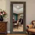 Miroir pleine longueur mural rectangulaire en bois massif marron 71x31 pouces, d'occasion, sans support de fixation