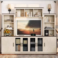 Modern TV Stand for 55-Inch TV with Charging Station, Media Console with Large Storage Cabinets, Entertainment Center for Living Room-Panipeachy