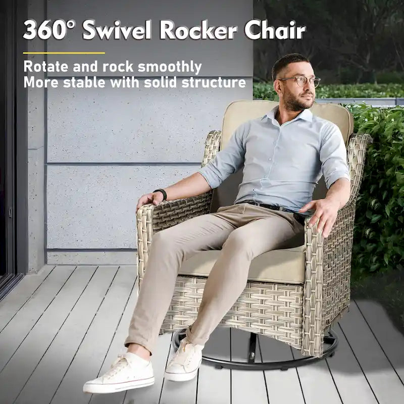 XIZZI 9-piece Outdoor Patio Furniture Conversation Set with Swivel Chair