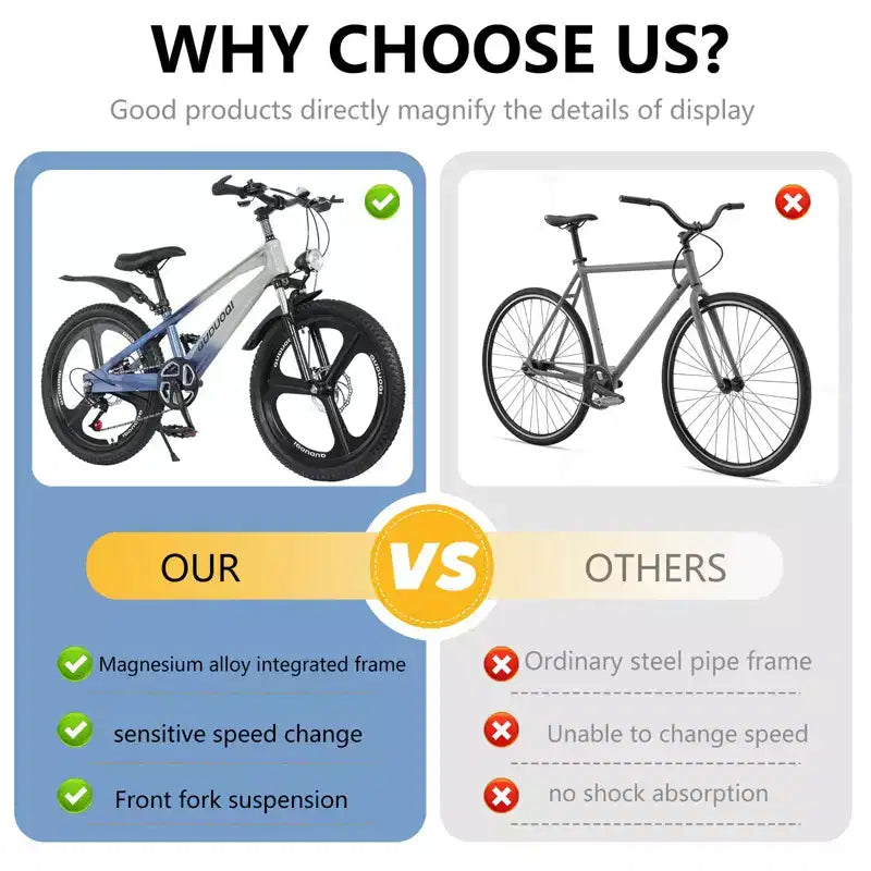 NAYSAYE 20 Inch Kids Mountain Bike with 7-Speed Drivetrain and Magnesium Alloy Frame for Boys and Girls Ages 8-12, 57.09*21.65*29.92