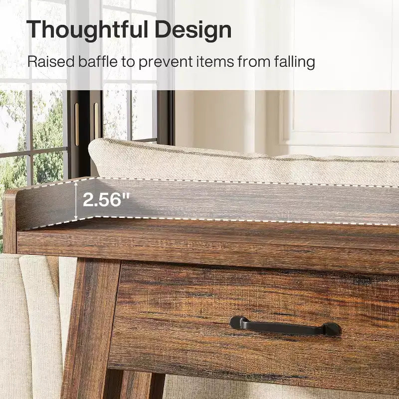 Lantine 2-Tier Sofa Table with 3 Drawers, 70.9 Console Table with Raised Baffle and Storage Shelves for Living Room, Hallway, Entryway