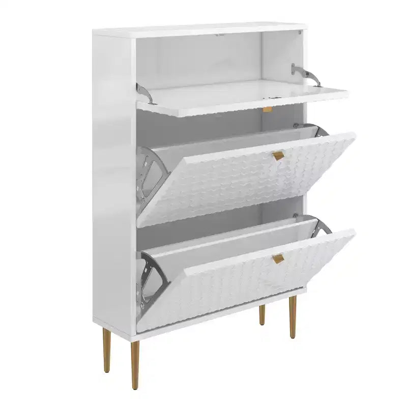 CLIHOME 24 Pair Entryway Shoe Storage Organizer Cabinet Flip Drawers Closet Shoe Rack Shelf Organizer