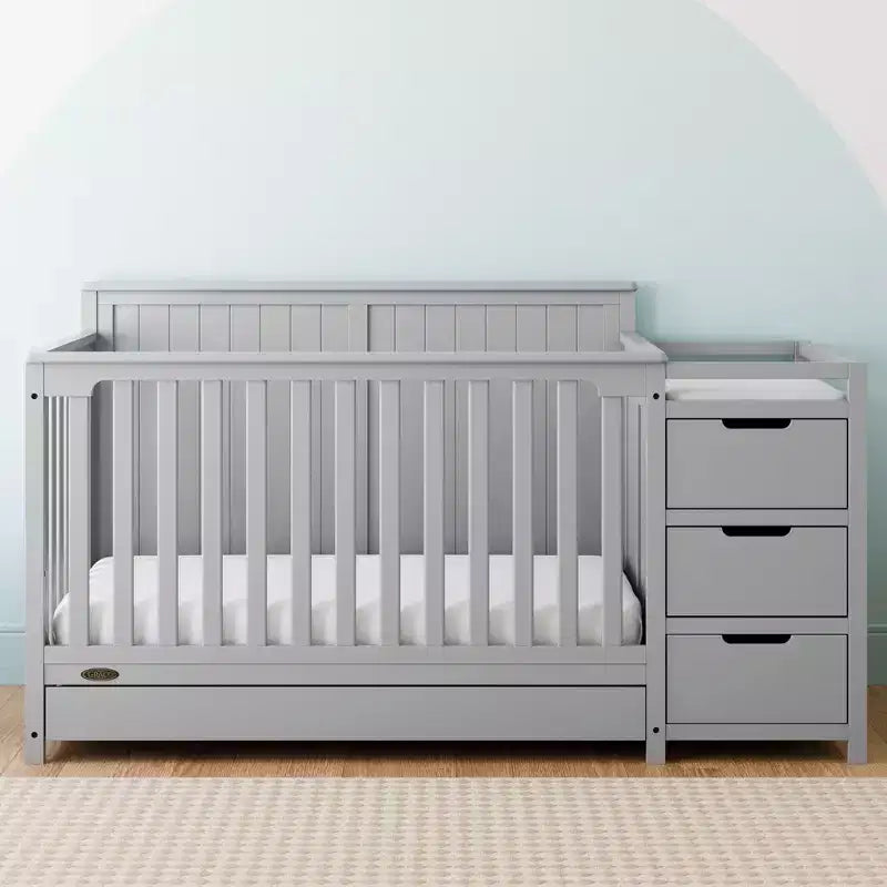 5-in-1 Convertible Crib and Changer with Drawer