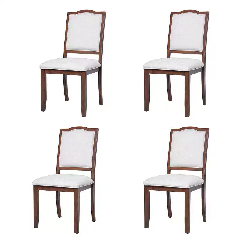 Set of 4 Farmhouse Dining Chairs with High Backs and Upholstered Seating