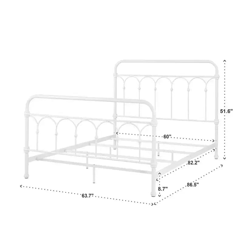 Caledonia Casted Knot Metal Queen Bed - Antique White - iNSPIRE Q