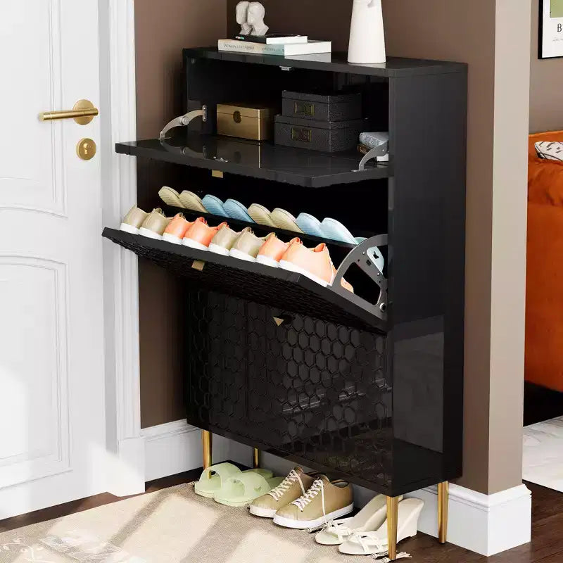 CLIHOME 24 Pair Entryway Shoe Storage Organizer Cabinet Flip Drawers Closet Shoe Rack Shelf Organizer