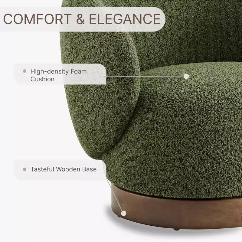 Spruce&Spring Upholstered Swivel Accent Barrel Chair with Wood Base