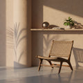 Rustic Teak Lounge Chair with Woven - Outdoor