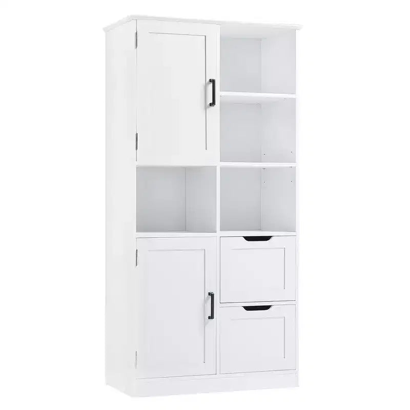 Meuble de rangement de salle de bain de 157 cm de haut, armoire de rangement au sol autoportante avec tiroir et étagère réglable, armoire de rangement pour garde-manger pour salle de bain, salon