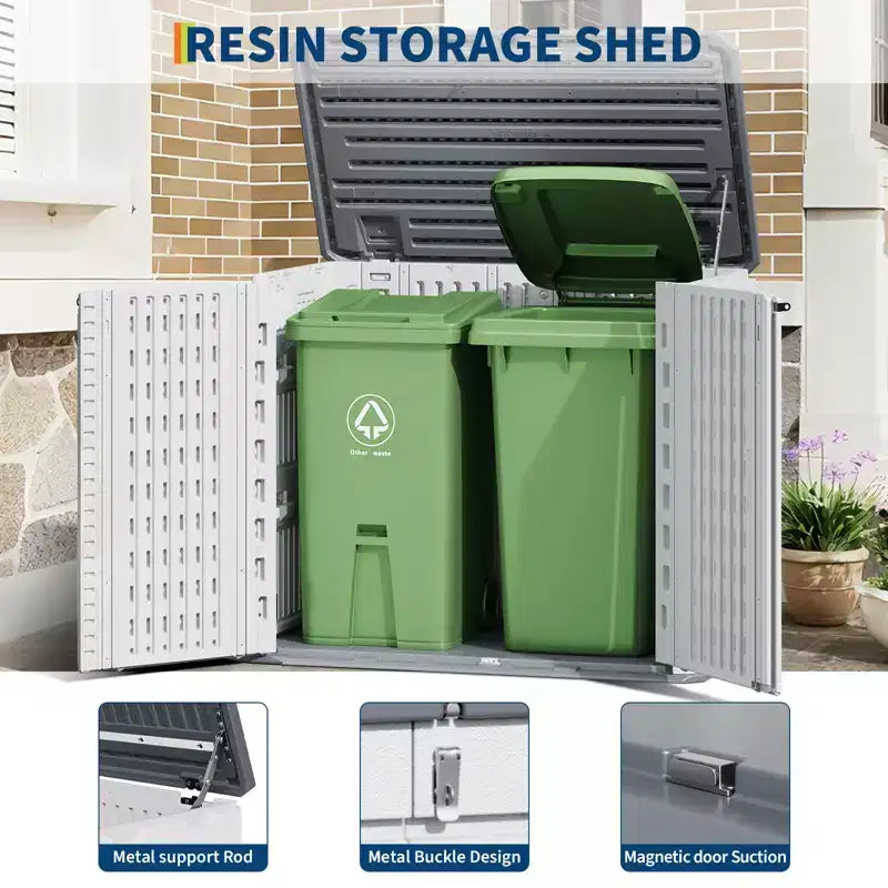 Outdoor Storage Cabinet, Waterproof Outdoor Resin Storage Box, for Garbage Cans