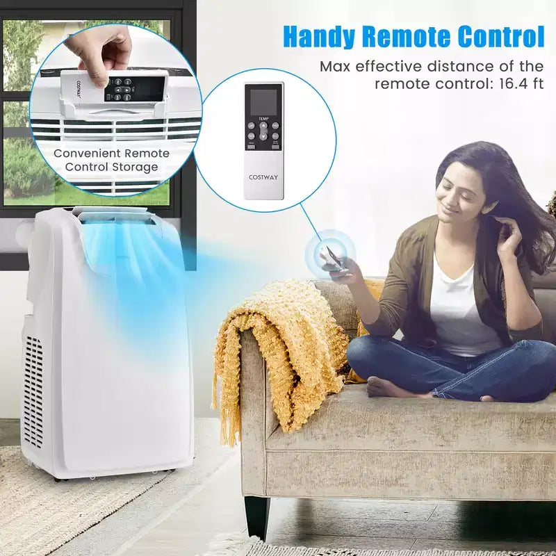 Climatiseur portable Costway 8000 BTU (11 500 BTU ASHRAE) à double tuyau 3 en 1 avec télécommande