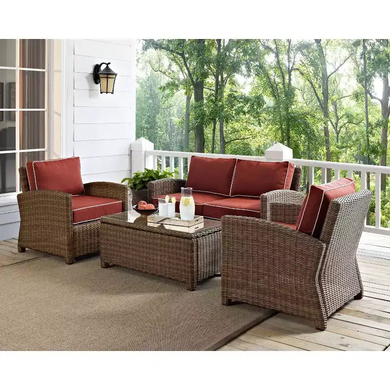 Bradenton 4pc Outdoor Wicker Conversation Set - Crosley