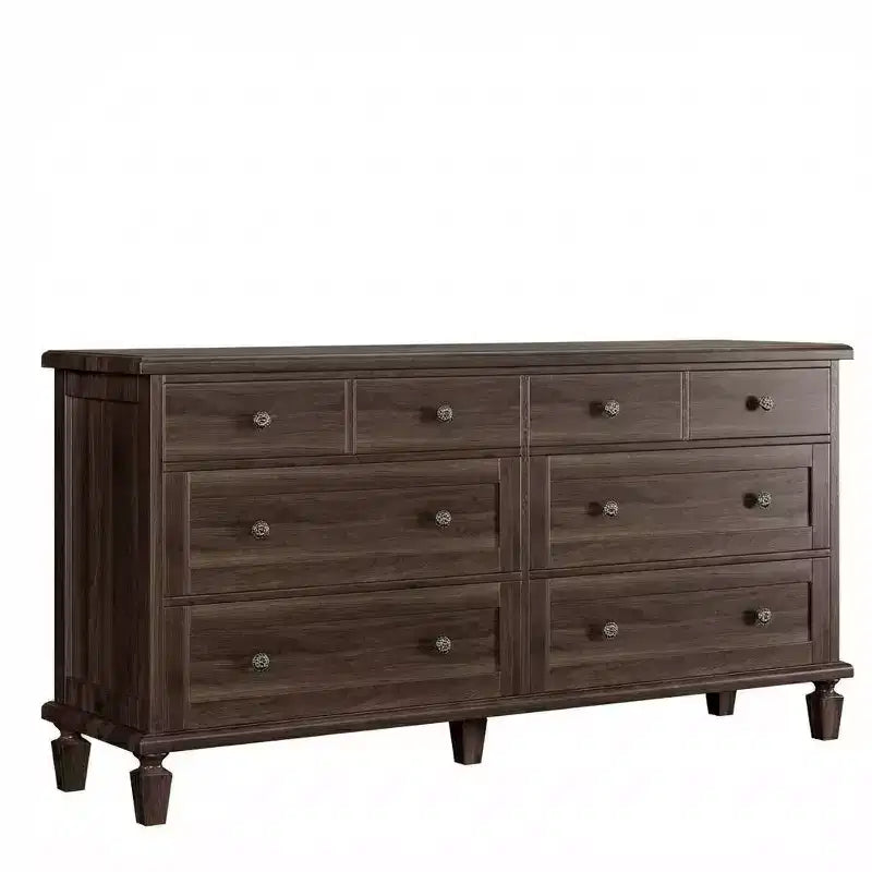 8 Drawer Dresser for Bedroom, Vintage 59 Dresser TV Stand with Carved Handles and Tapered Legs, Wood Chests of Drawers with Large Capacity Storage