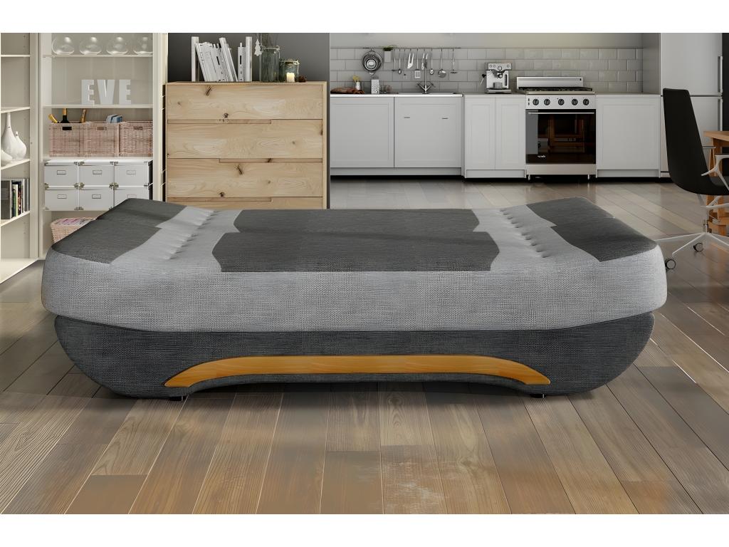 Three-seater sofa bed with storage space - two-tone anthracite/red - in quality EWIN fabric