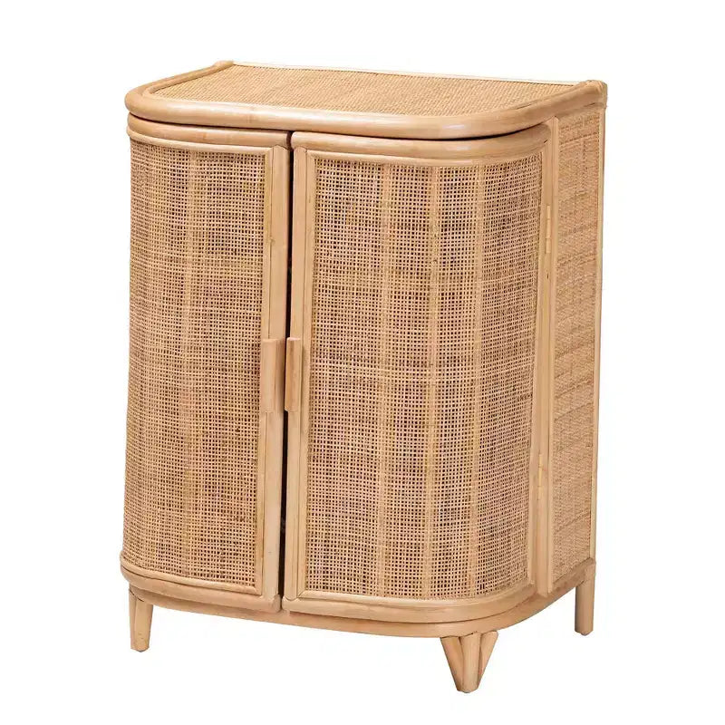 bali & pari Yanka Natural Rattan Storage Cabinet Natural: Handcrafted, 2-Shelf, Bohemian Design