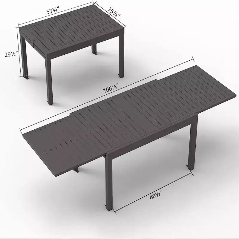 Okak Dining Table Aluminum Patio Extendable Dining Room Table Kitchen Table for Dining Room