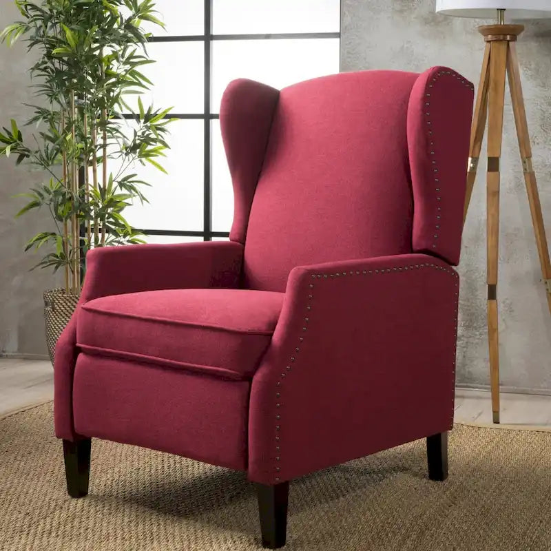Wingback Push-Back Recliner Chair, Upholstered, Classic Style, Living Room Accent