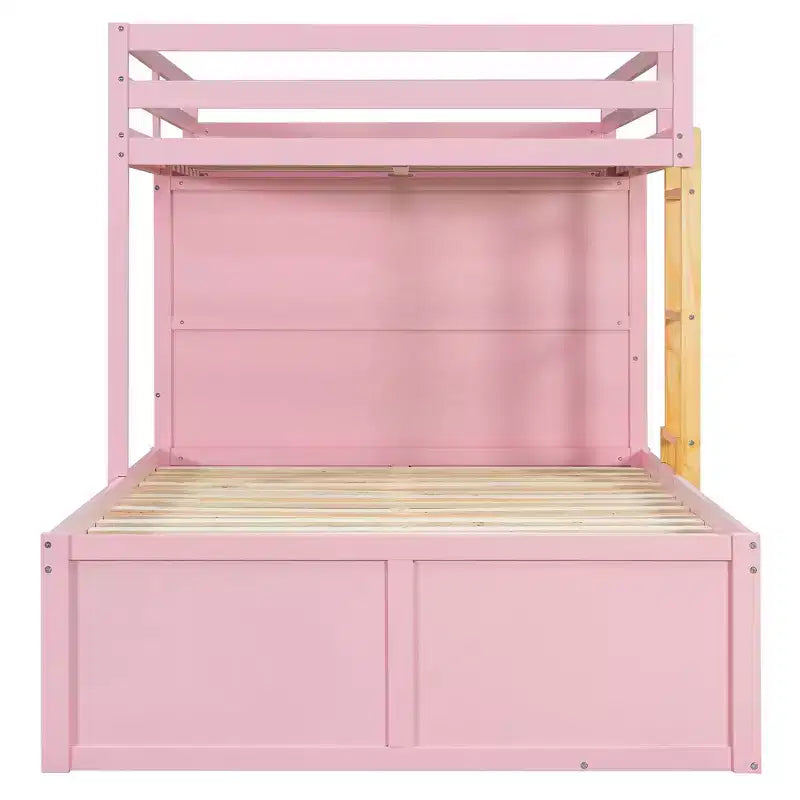 Full Over Full Modern Bunk Bed With Built In Closet And 7 Storage Drawers