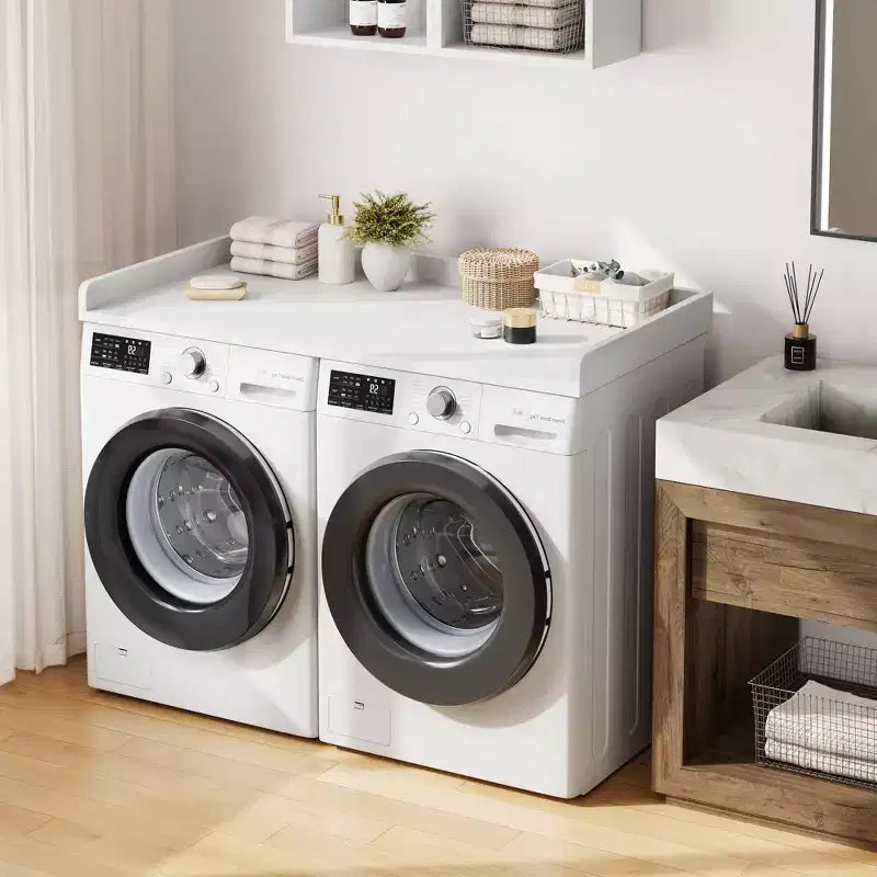 Washer Dryer Countertop, Laundry Topper with Raised Edge & Non-Slip Pad for Hamper Counter Storage & Laundry Room Organization