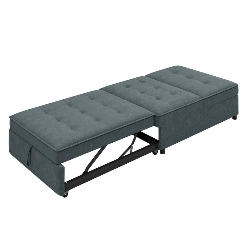 72.5 Linen 4-in-1 3-Seater Sleeper Sofa with 5-Level Adjustable Backrest And Storage Pocket