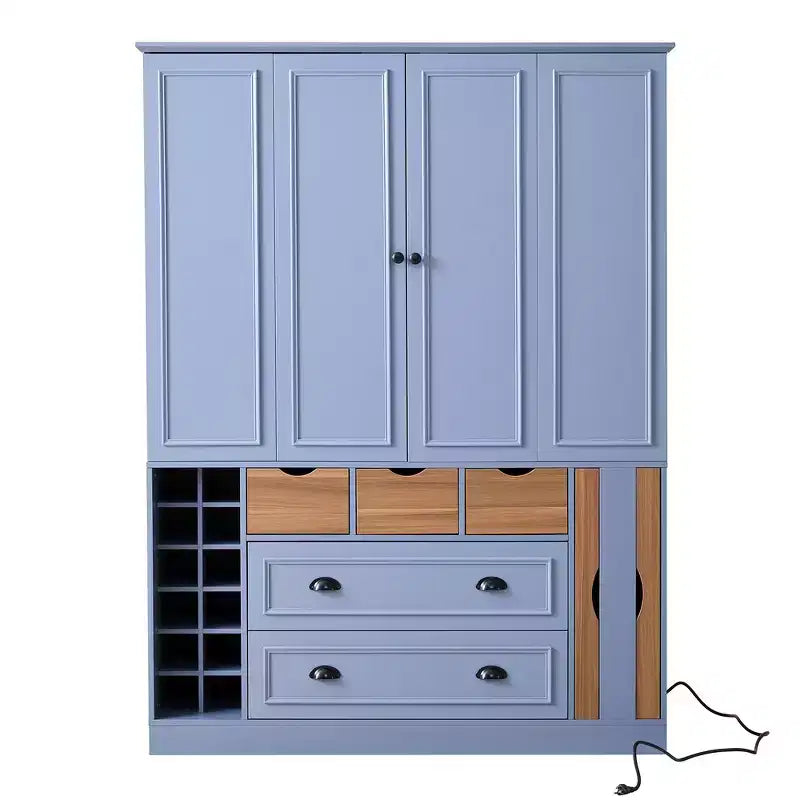 Whisen 71'' Tall Freestanding Kitchen Pantry, Large Dining Storage Cabinet Cupboard Sideboards With 4 Foldable Doors, Shelves, Wine Racks