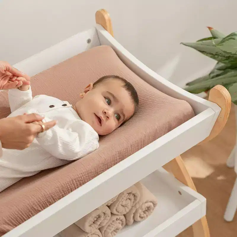 Comfy Cubs Baby Changing Table - Sturdy Wood Construction, Timeless Look with Two Open Shelves for Infant Essentials