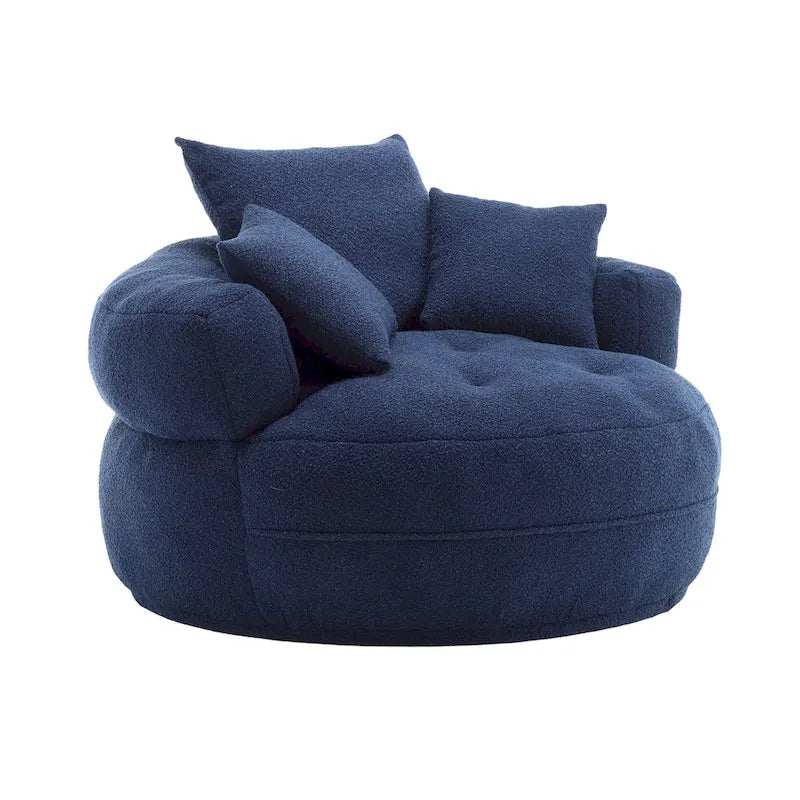 Round Lazy Sofa Chair – White/Blue/Grey/Yellow/Orange/Rose Red/Navy/Green, Single & Couple Seat