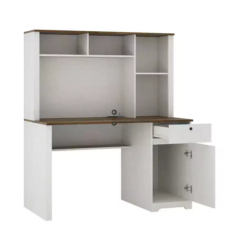 Bureau informatique moderne de 130 cm avec huche et étagère, bureau avec grand rangement, bureau d'écriture pour l'étude, salle de lecture