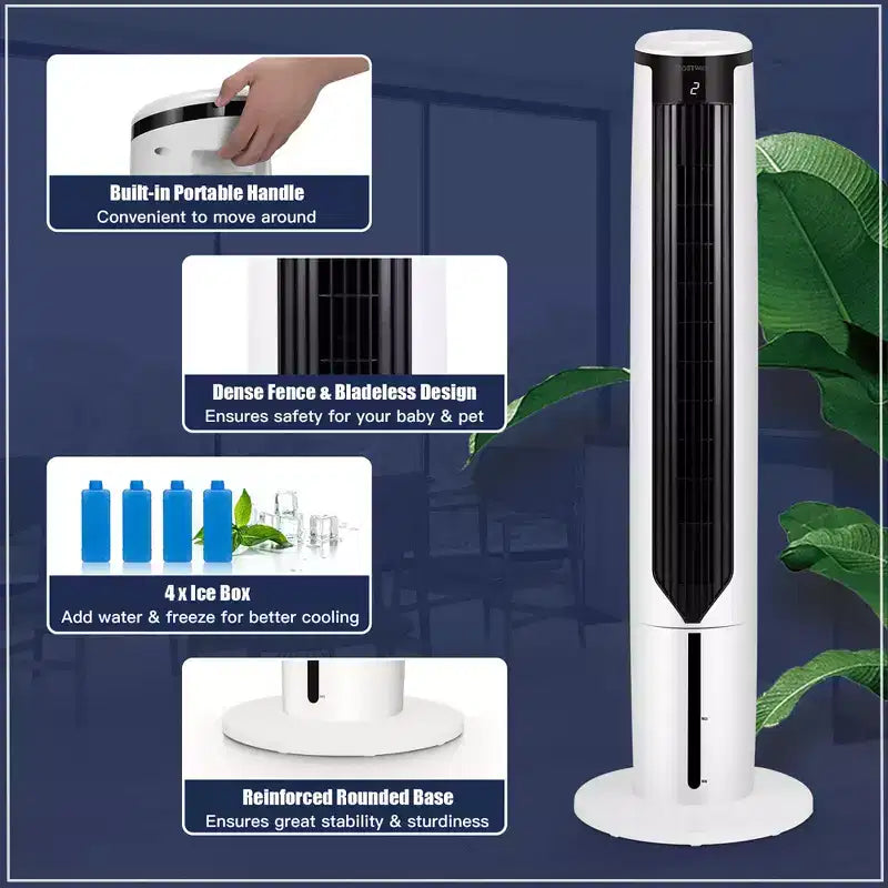 Costway 3-In-1 Evaporative Air Cooler 41'' Portable Tower Fan Humidifier