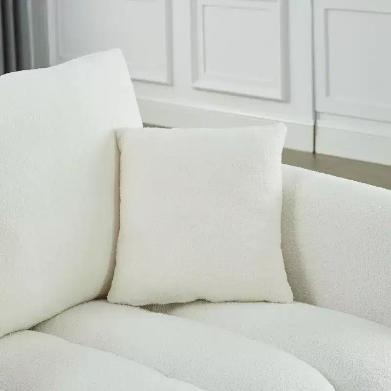 GDFStudio Alanna 79.5 Modern Teddy Fabric Upholstered 3-Seater Sofa with Pillows