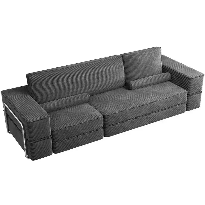 Convertible Cloud Sectional Couch Comfy Corduroy Sectional Sofa Comfy Couch With Deep Seat & High Pillows Easy To Assemble