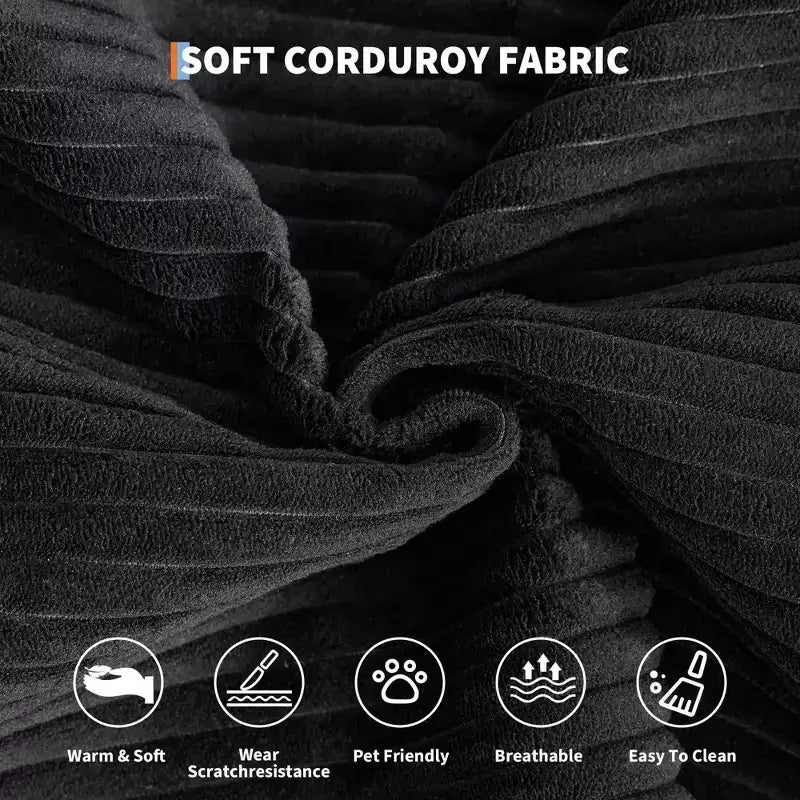 Sleeper Sofa Bed, 78.8 5-in-1 Folding Mattress Couch/Loveseat, Fixed-Shape Steel Frame, Corduroy with Pillows