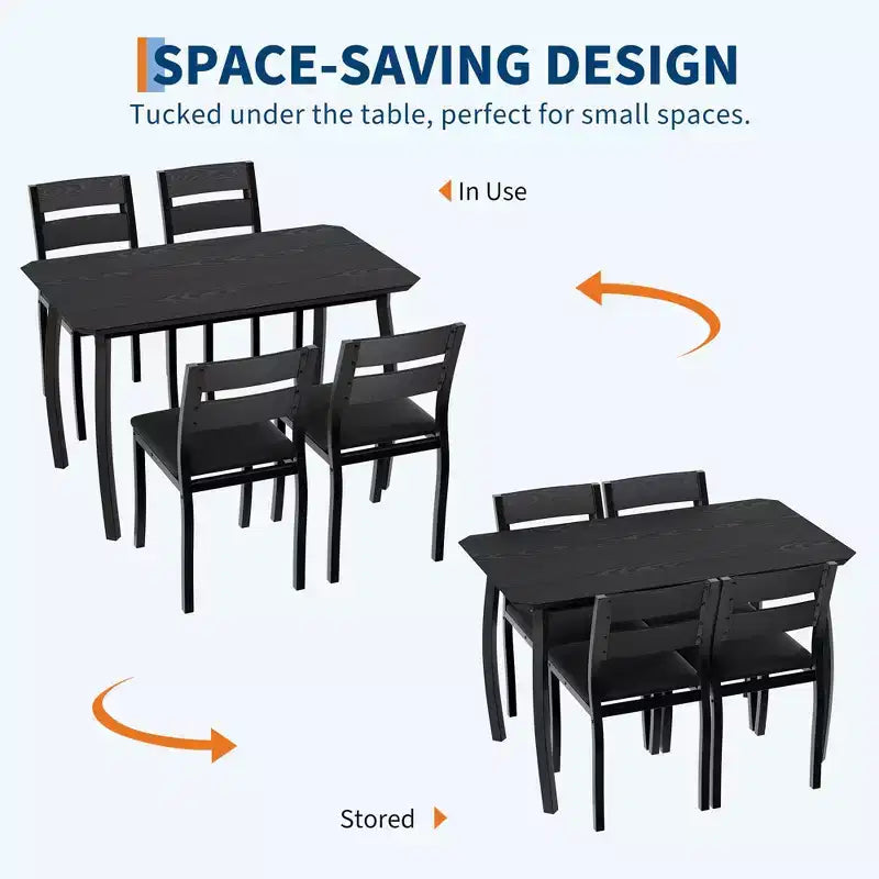 5 Piece Metal Frame Kitchen Table and Chair Set, with Chamfer Design