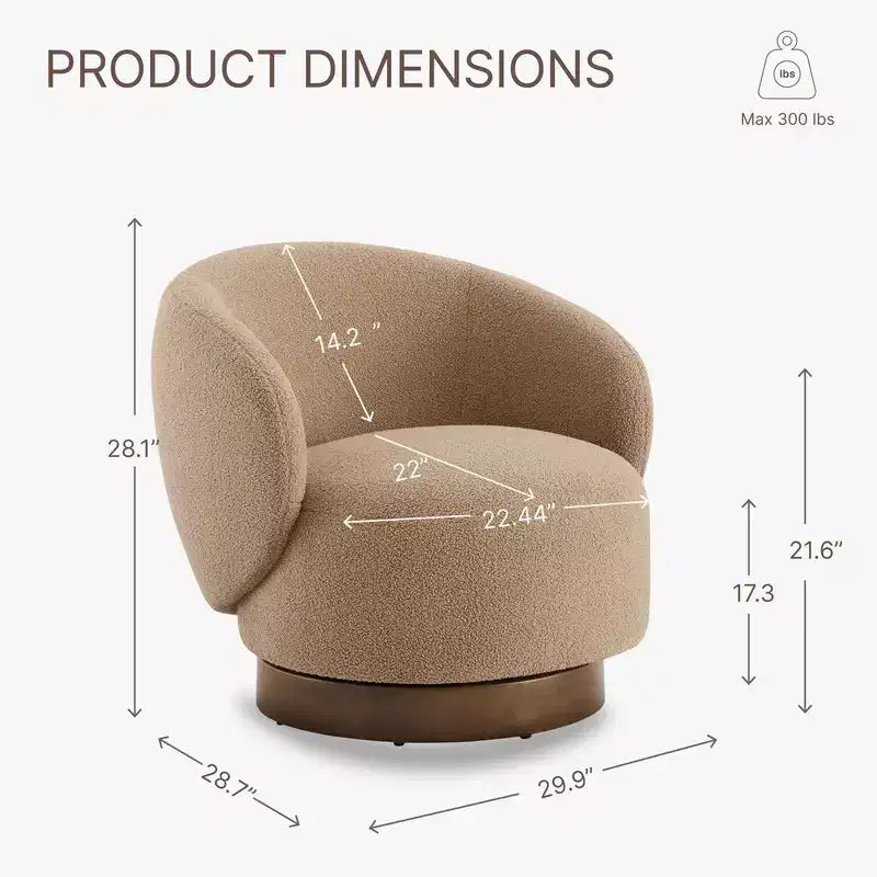 Spruce&Spring Upholstered Swivel Accent Barrel Chair with Wood Base